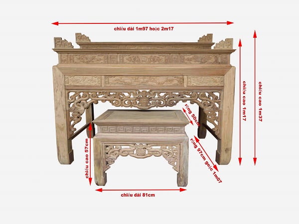 Phong thủy bàn thờ gia tiên:  kích thước bàn thờ